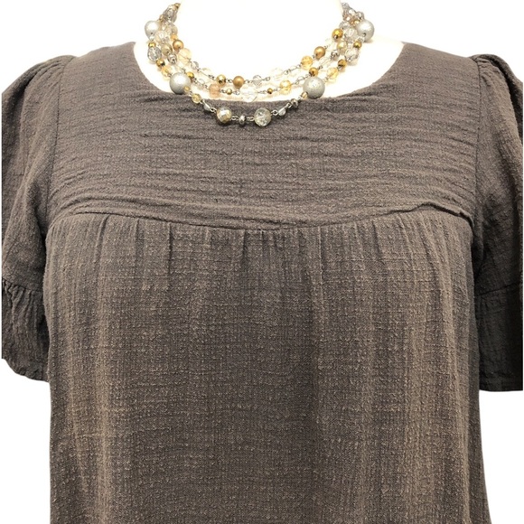 Olivaceous Ruffle Short Sleeve Textured Tiered Dress - Picture 2 of 8